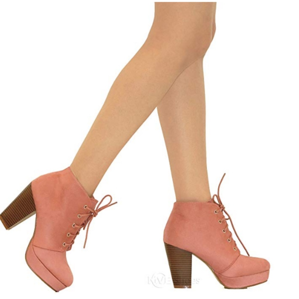 GARLAND Peachy Pink Heeled Ankle Booties - Picture 6 of 7